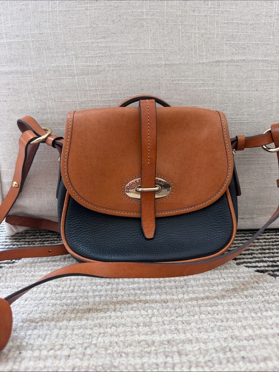 Dooney & Bourke Handbags - Vintage Dooney & Bourke Black and Brown Leather Crossbody Saddle Bag